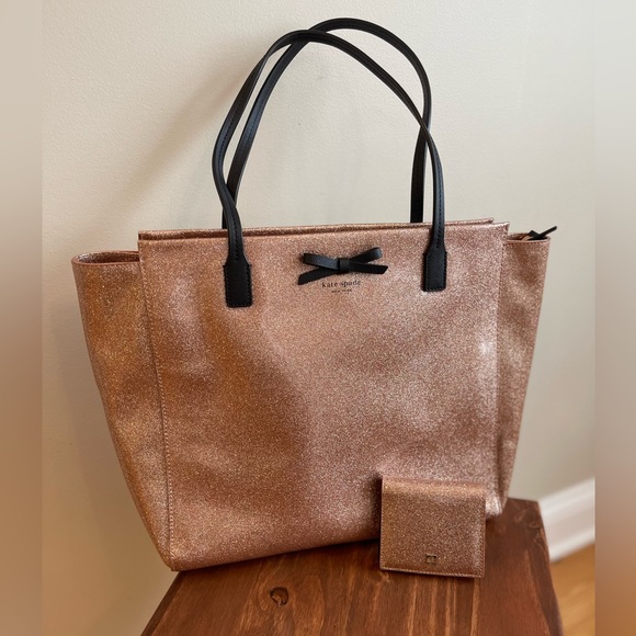 kate spade Handbags - Kate Spade rose gold tote and wallet set